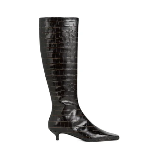 Embossed Pointed-Toe Boots