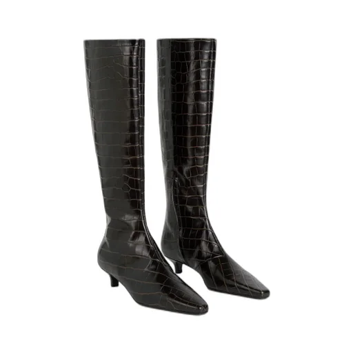 Embossed Pointed-Toe Boots
