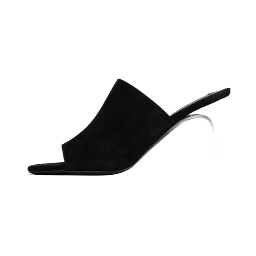Square Toe Velour Mules