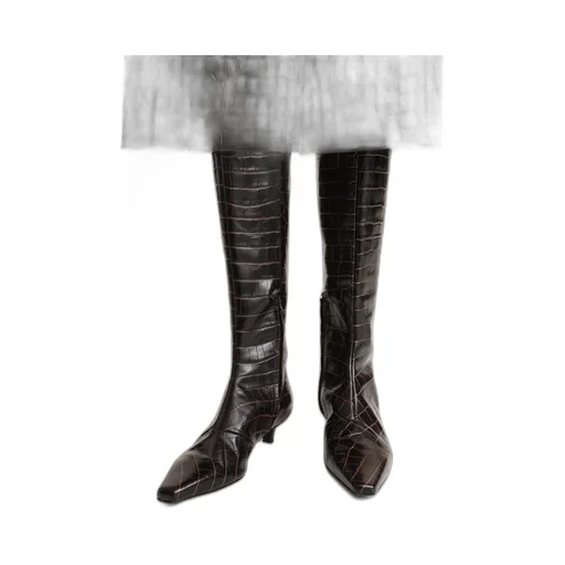 Embossed Pointed-Toe Boots