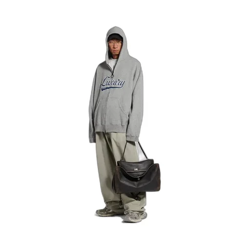 Luxury Script Oversized Zip-Up Hoodie