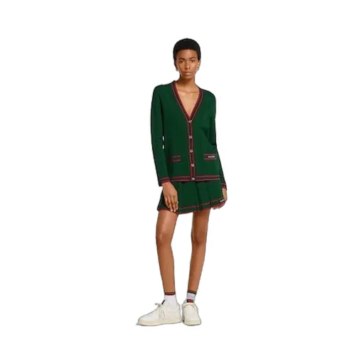Cardigan With Striped Trim