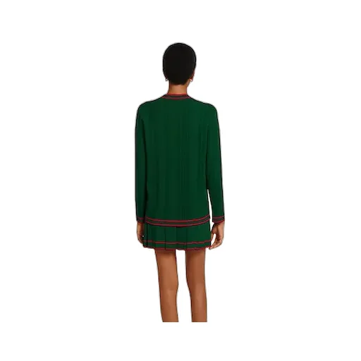 Cardigan With Striped Trim