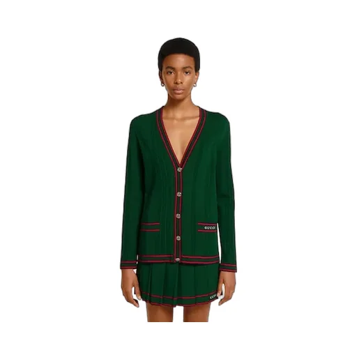 Cardigan With Striped Trim