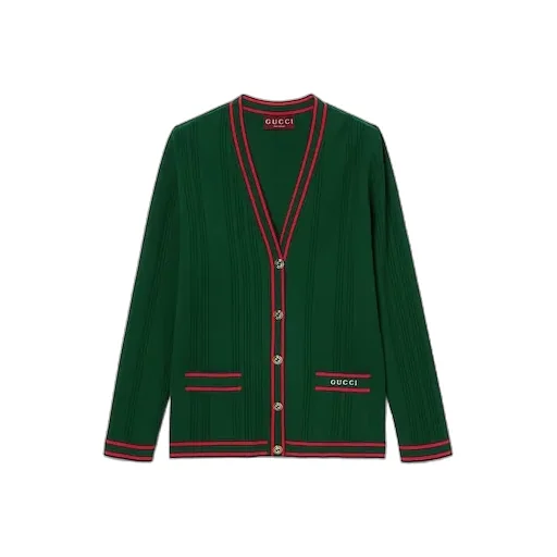 Cardigan With Striped Trim