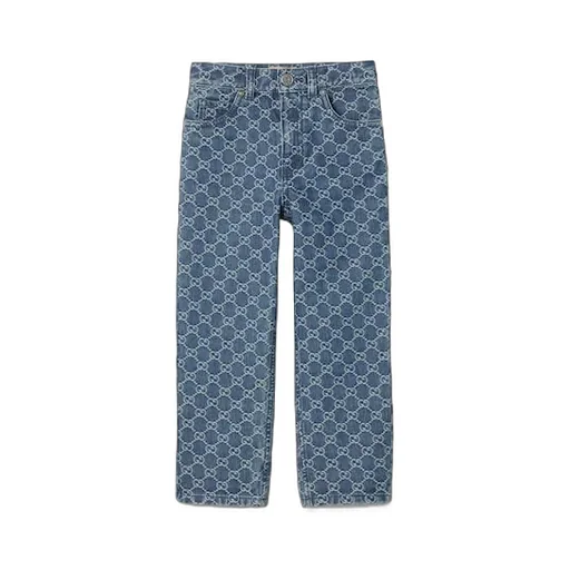 Gg Denim Jacquard Trousers