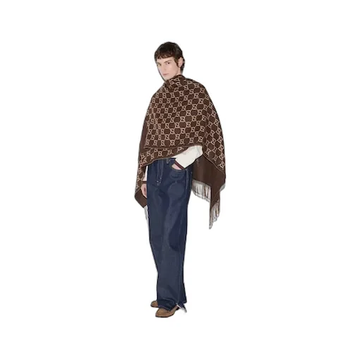 Gg Wool Jacquard Cape