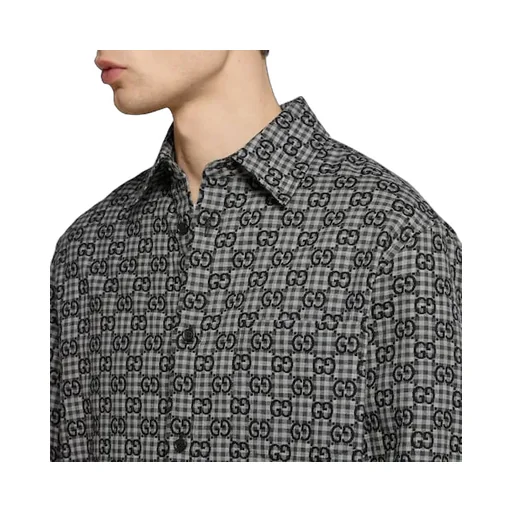 Gg Gingham Cotton Wool Jacquard Shirt