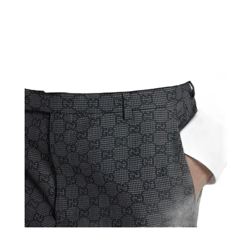 Gg Gingham Technical Wool Pant