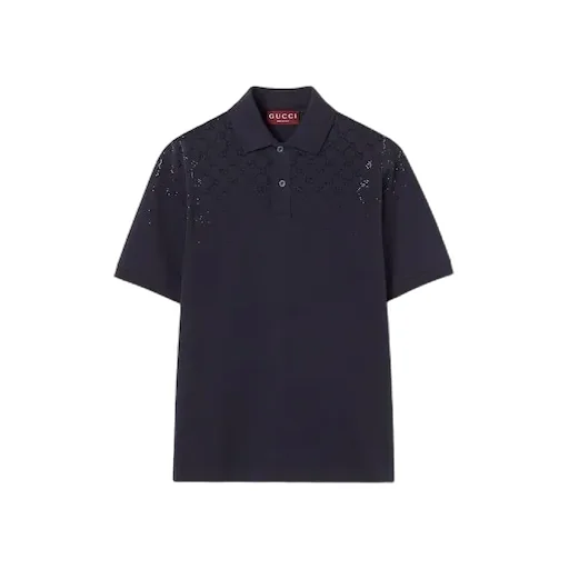 Cotton Piquet Polo Shirt With Crystals
