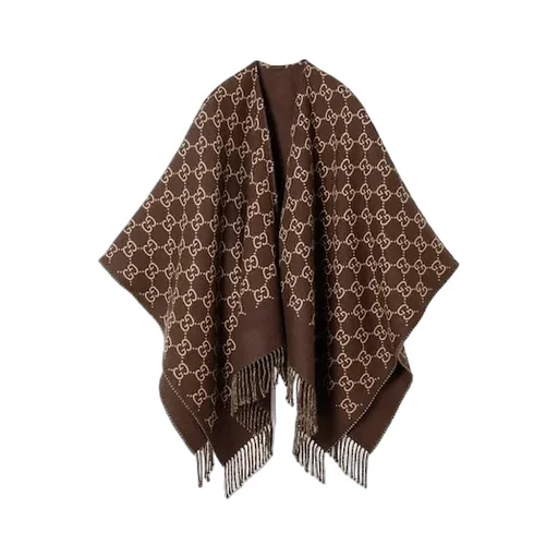 Gg Wool Jacquard Cape