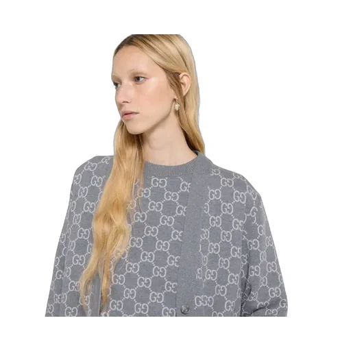 Reversible Gg Fine Wool Jacquard Cardigan