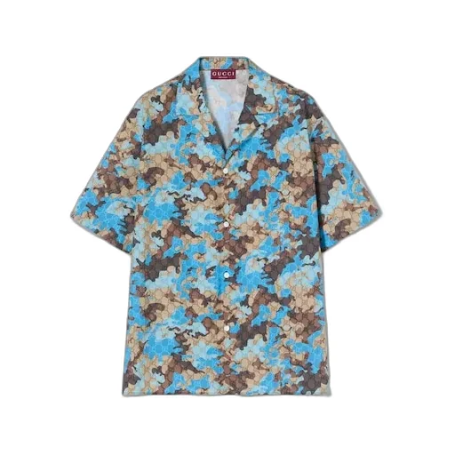 Printed Cotton Poplin Bowling Shirt