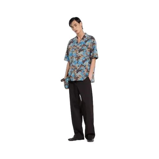 Printed Cotton Poplin Bowling Shirt