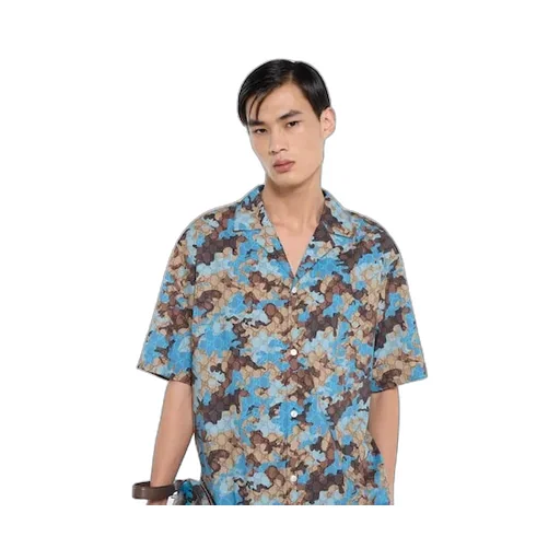 Printed Cotton Poplin Bowling Shirt