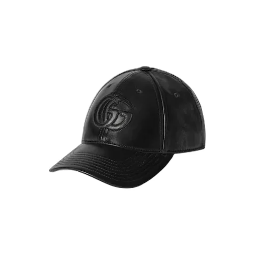 Leather Baseball Hat With Double G