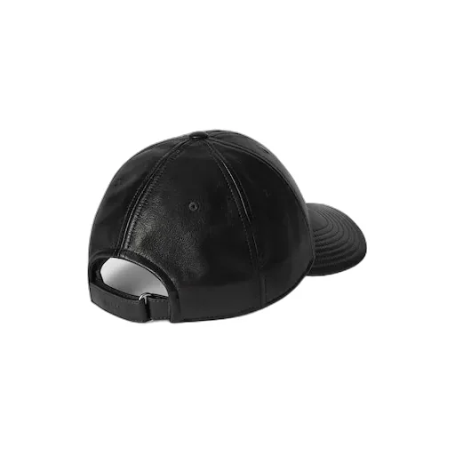 Leather Baseball Hat With Double G