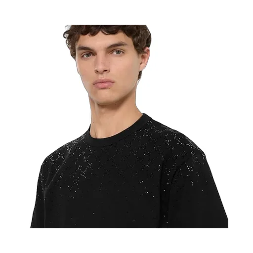 Cotton Jersey T-Shirt With Crystals
