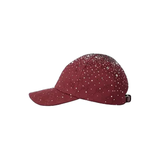 Gg Canvas Baseball Hat With Crystals