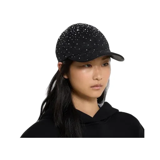 Gg Canvas Baseball Hat With Crystals