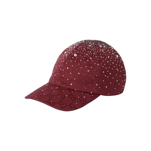 Gg Canvas Baseball Hat With Crystals