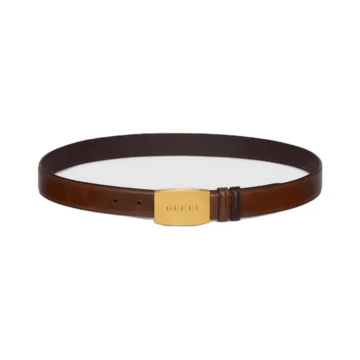 Reversible Belt With Plaque Buckle