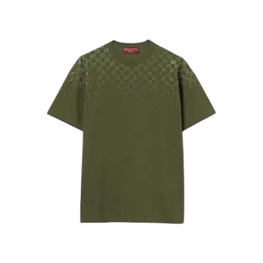 Cotton Jersey T-Shirt With Crystals