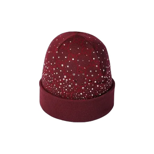 Gg Wool Beanie Hat With Crystals