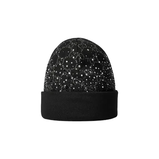 Gg Wool Beanie Hat With Crystals