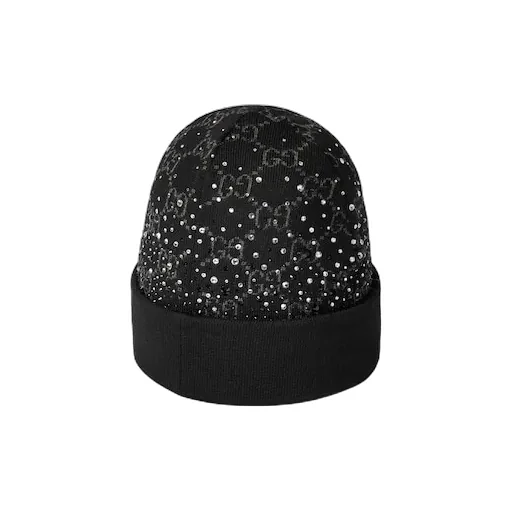 Gg Wool Beanie Hat With Crystals