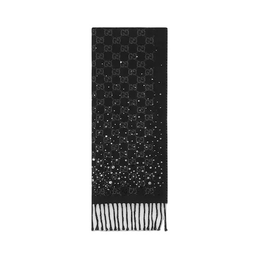 Gg Wool Scarf With Crystals