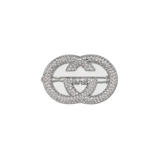 Interlocking G Hair Clip With Crystals