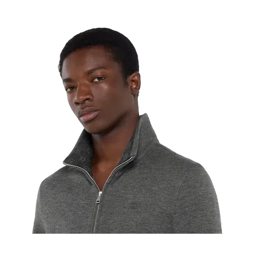Double Jersey Jacquard Zip Jacket