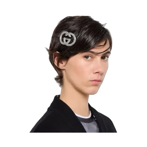 Interlocking G Hair Clip With Crystals