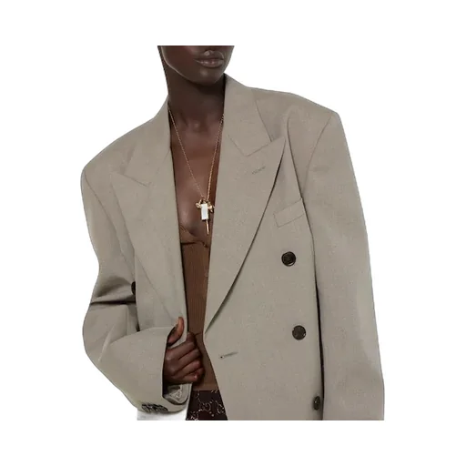 Double-Breasted Wool Mouliné Jacket