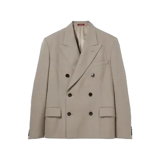 Double-Breasted Wool Mouliné Jacket