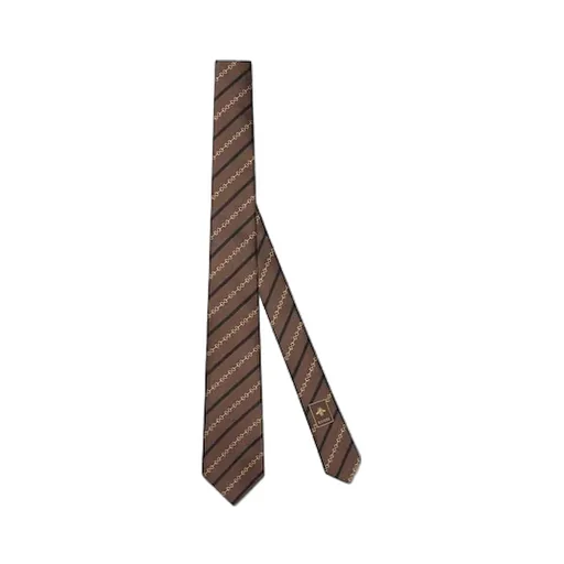 Diagonal Horsebit Silk Jacquard Tie