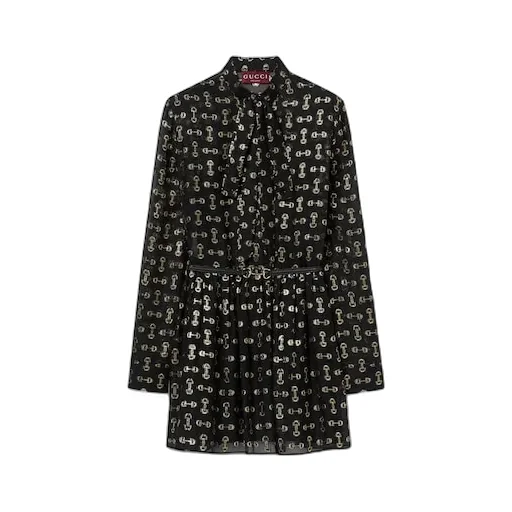 Horsebit Silk Coupé Dress
