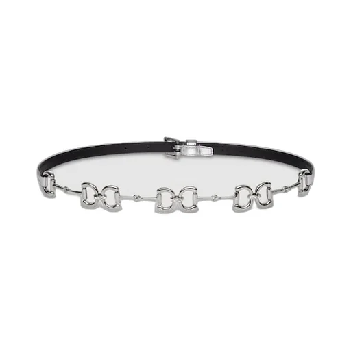 Thin Belt With Crystal Horsebit