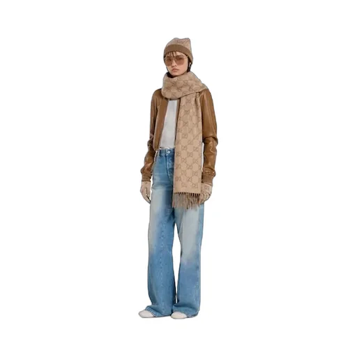 Gg Cashmere Lamé Scarf