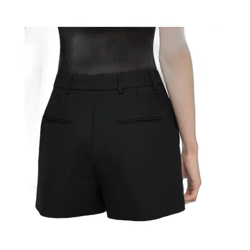 Wool Sablé Shorts With Embroidery