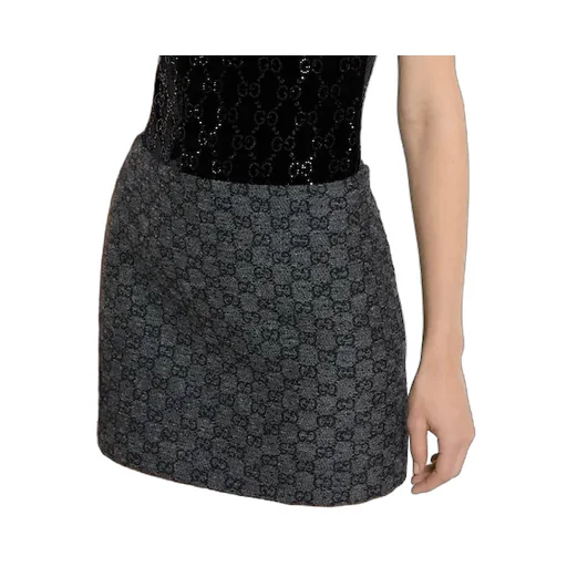 Gg Boutonné Wool Tweed Skirt