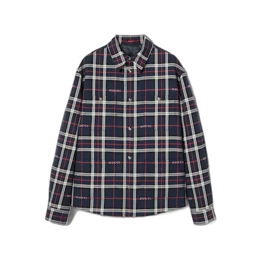 Tartan Cotton Jacquard Padded Shirt