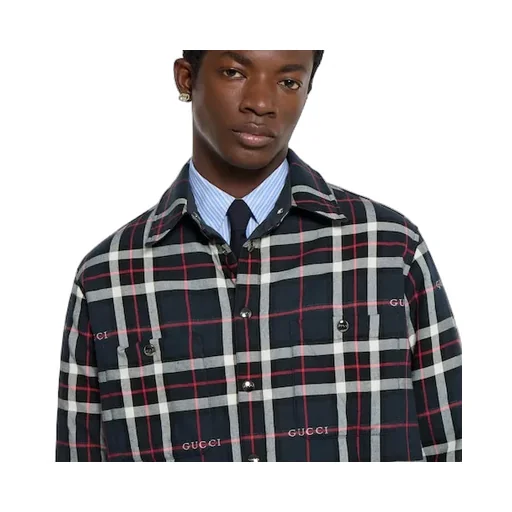 Tartan Cotton Jacquard Padded Shirt