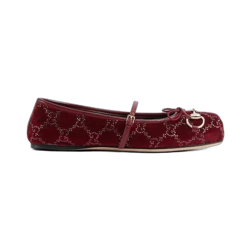 Gg Crystal Horsebit Ballet Flat