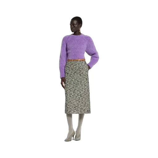 Laminated Bouclé Fabric Skirt