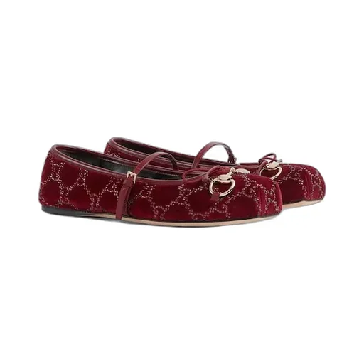 Gg Crystal Horsebit Ballet Flat