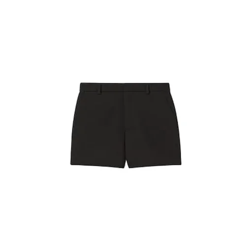Wool Sablé Shorts With Embroidery
