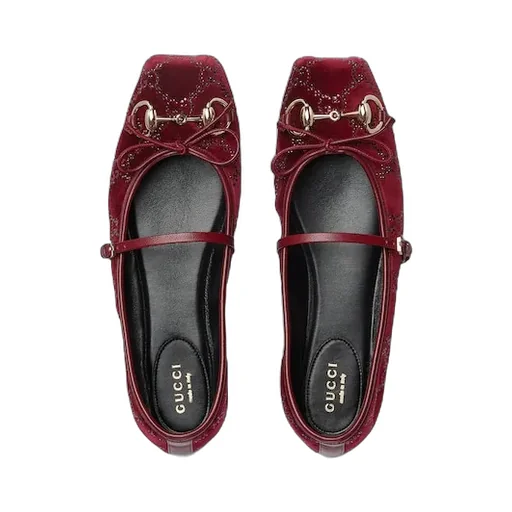 Gg Crystal Horsebit Ballet Flat