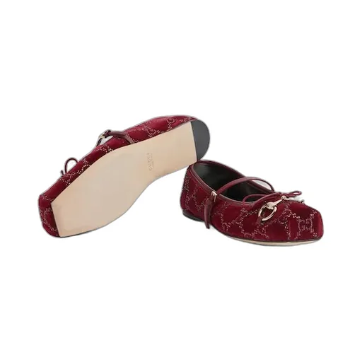 Gg Crystal Horsebit Ballet Flat